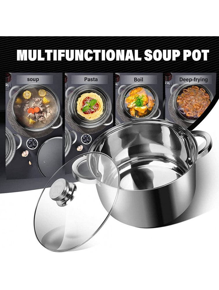 Stockpots with Lid-10 Quart Stainless Steel Stock pot-Cookware Cooking Glass Cover Soup Pot Induction Pot - BDCN73B3Z