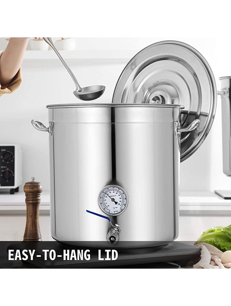 VEVOR 18.5Gal 74Quart Brew Kettle Stainless Steel Stock Pot with Thermometer & Ball Valve Home Cooware Pot for Brewing Cooking and Boiling - BN6J06PUW