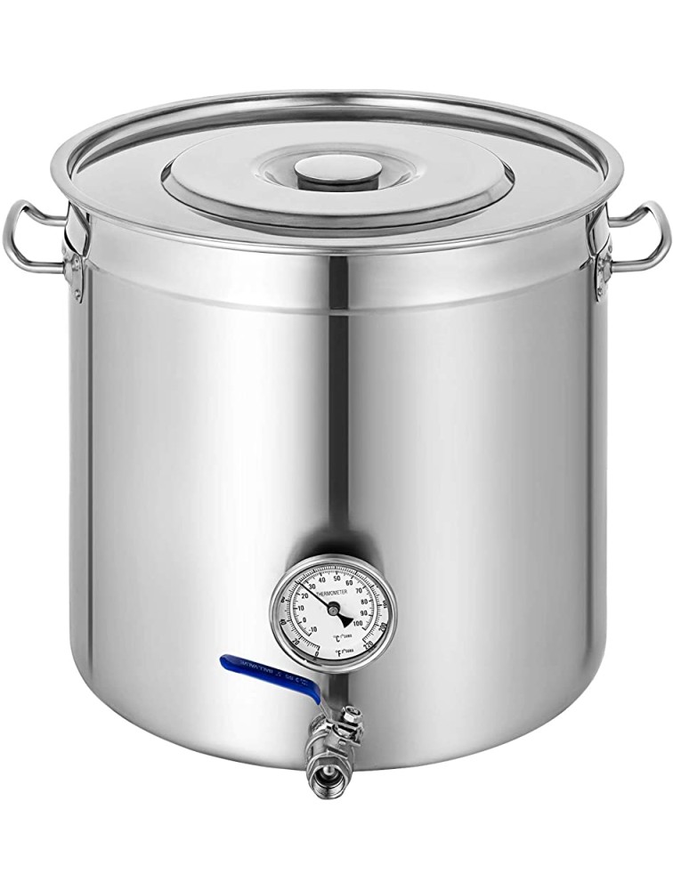 VEVOR 18.5Gal 74Quart Brew Kettle Stainless Steel Stock Pot with Thermometer & Ball Valve Home Cooware Pot for Brewing Cooking and Boiling - BN6J06PUW