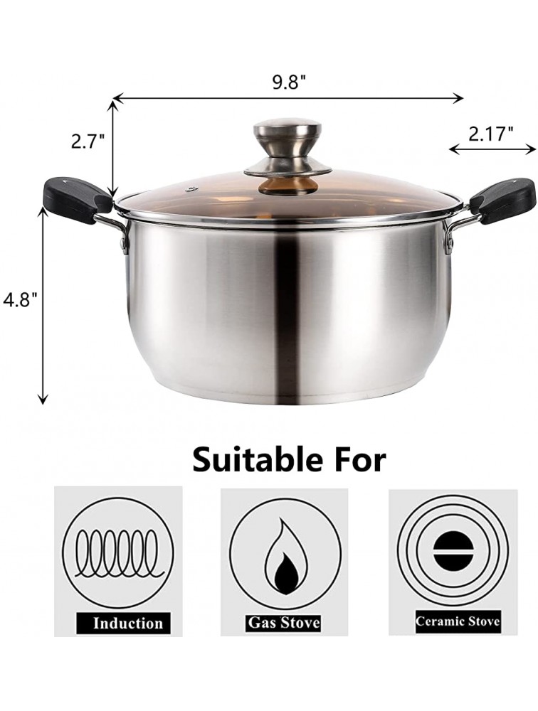 ZEAYEA Stockpot with Glass Lid 6 Quart Stainless Steel Stock pot with Double Heatproof Handles for Family Meals Pasta Soup Pot Saucepot for Stew Sauce and Reheat Food Non Toxic and Healthy - BTVCVS7EI