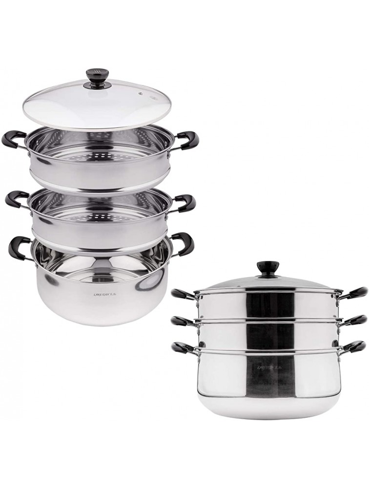 3 Tier Multi Tier Layer Stainless Steel Steamer Pot For Cooking With Stackable Pan Insert Lid Food Steamer Vegetable Steamer Cooker Steamer Cookware Pot Vaporeras Para Tamales Multilayer 16 qt - BPWY5VXN2