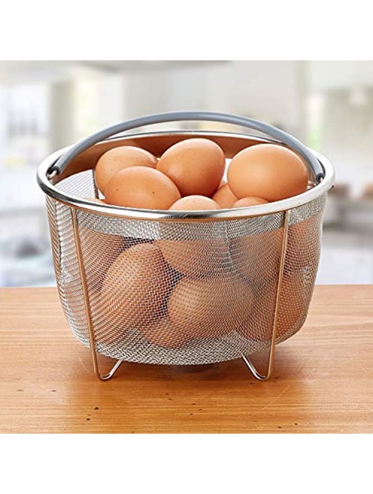717 Industries Steamer Basket Stainless Steel Mesh Strainer Compatible with Instant Pot and Other Pressure Cookers Fits 6 & 8 Quart Pots Grey Silicone Handle - BYJYQF0JS