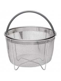 717 Industries Steamer Basket Stainless Steel Mesh Strainer Compatible with Instant Pot and Other Pressure Cookers Fits 6 & 8 Quart Pots Grey Silicone Handle - BYJYQF0JS