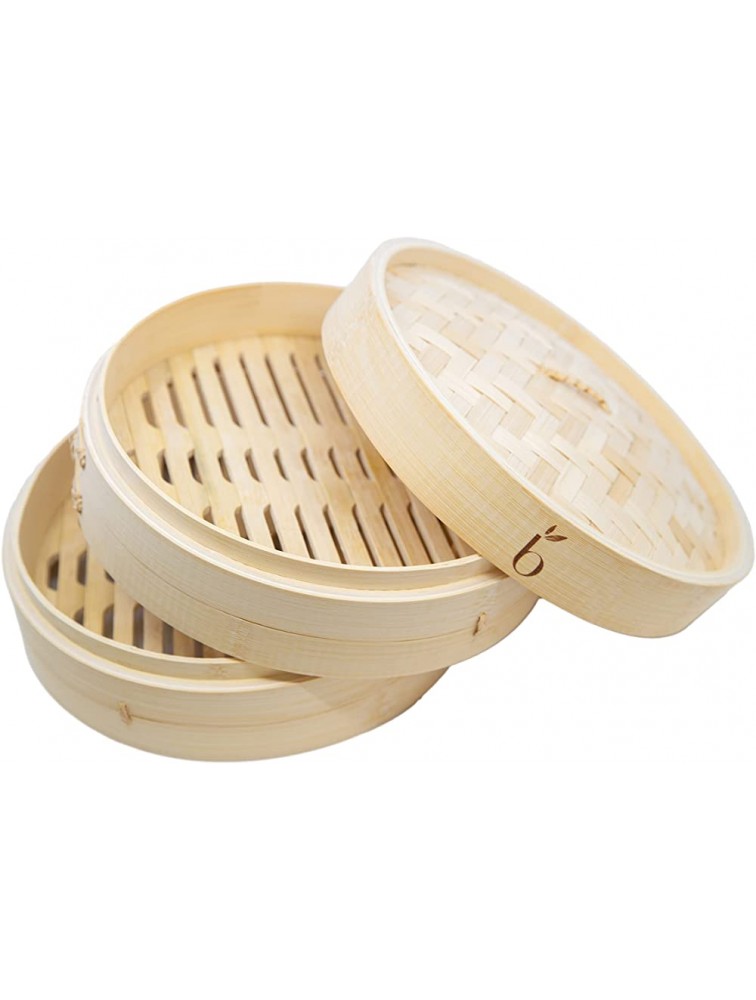 Bam Bamboo BamBamBoo 10 inch Bamboo Steamer Set. Soup Dumpling Kit. DIY Maker. Make Your Own Dumplings and Dim Sum. Unique Gifts. Perfect Gifts for Foodies Cooking Men & Women - BPAMYMNWA