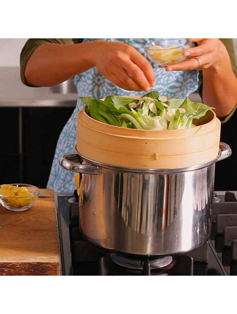 Bamboo Steamer 10 Inch Bun Steamer 2-Tiers Dumpling Cook Traditional Asian Food Stackable Bao Steamer Chinese Food Steamer Basket Steam Basket for Vegetables Perfect for Asian Kitchen Cooking - BMLI0TMK0