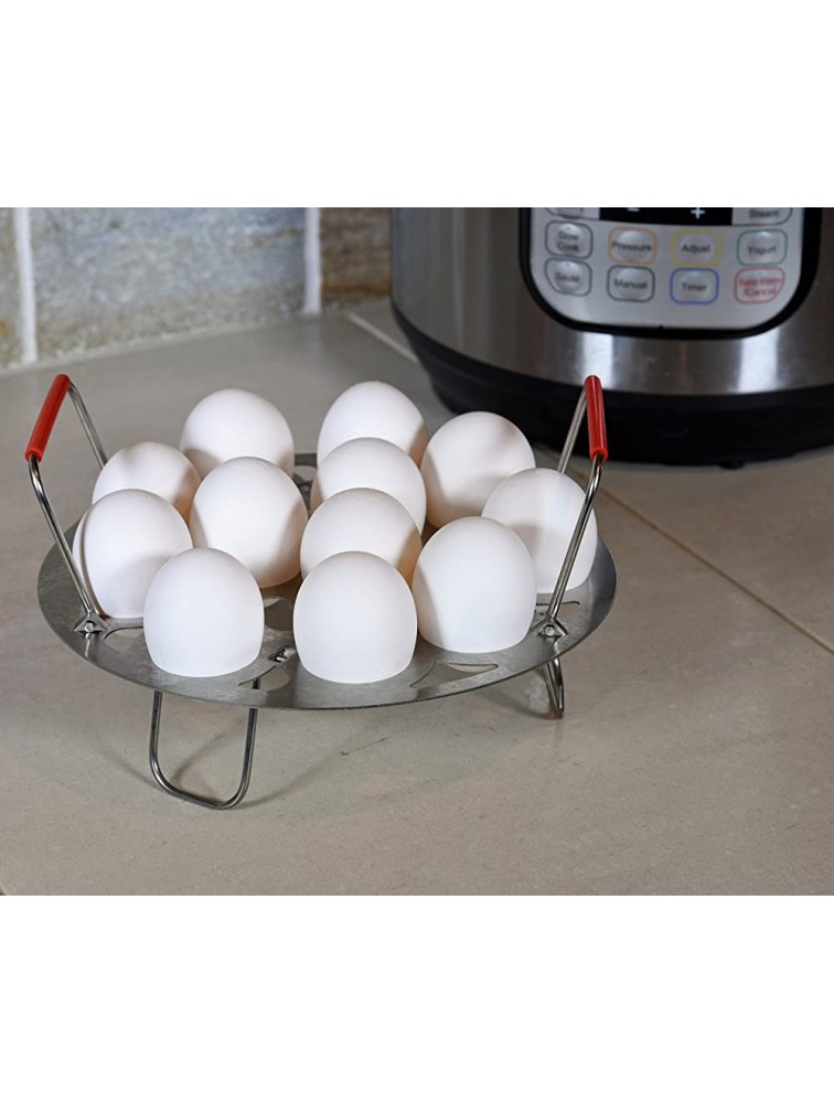 Collapsible Stainless Steel Egg Steamer Rack Insert Fits Instant Pot Accessories IP Insta Pot Instapot 6qt Salbree 8qt Trivet & Other Pressure Cooker Pots Premium Red Silicone Handle - BIR5LCN7O