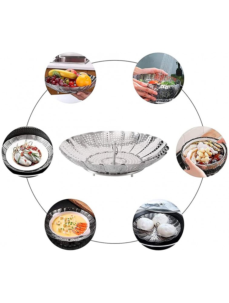 Collapsible Vegetable Steamer Stainless Steel Basket for Instant Steam Pot for Veggie Fish Seafood Perforated Folding Steamers Insert Rack Metal Adjustable Tray Expandable Bowl for Food Cooking - BIE6RG3ER
