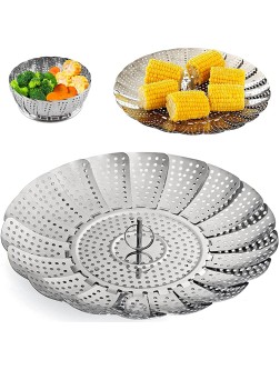 Collapsible Vegetable Steamer Stainless Steel Basket for Instant Steam Pot for Veggie Fish Seafood Perforated Folding Steamers Insert Rack Metal Adjustable Tray Expandable Bowl for Food Cooking - BIE6RG3ER