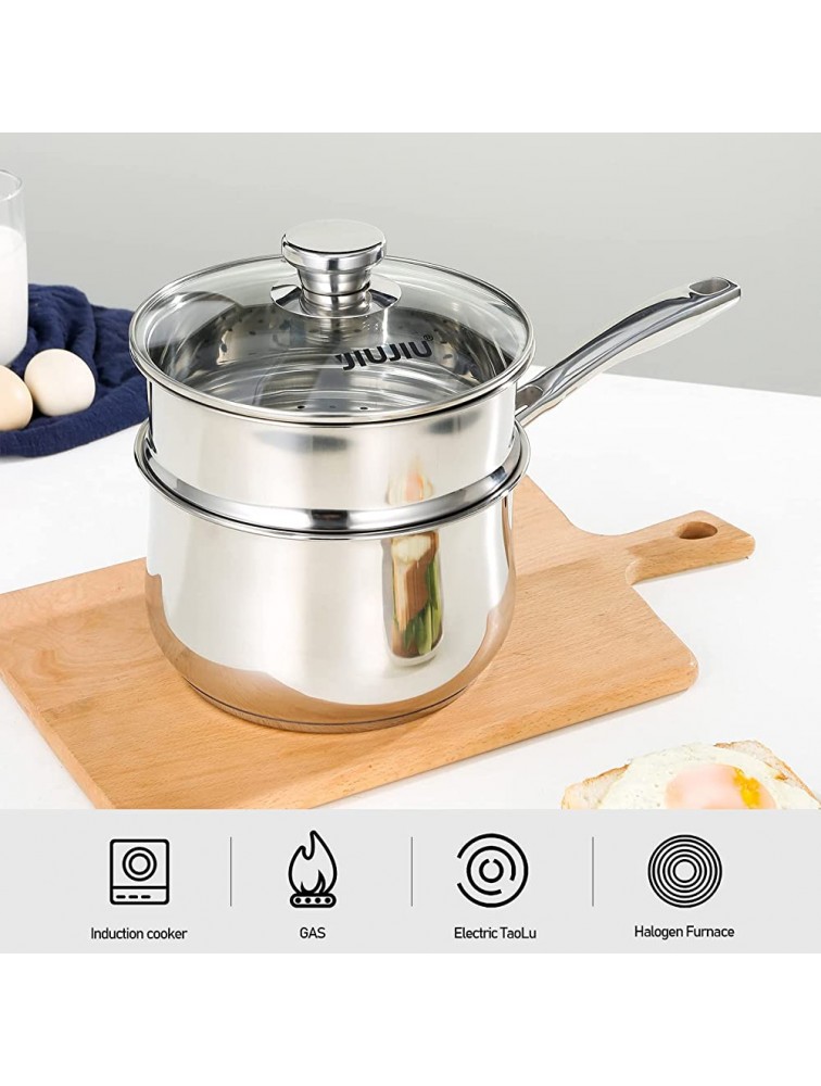 JIUJIU Small Pot,1.5 QT Small Steamer Pot with Lid Stainless Steel Pan 5 Layer Nonstick Cooking Pot 18 10 Food Grade Saucepan Scratch Resistant,Corrosion Resistance and Anti-oxidation Performance - BNPZEXO5P