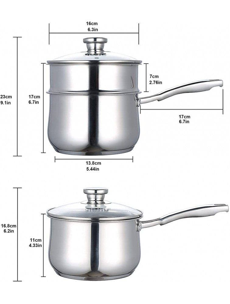 JIUJIU Small Pot,1.5 QT Small Steamer Pot with Lid Stainless Steel Pan 5 Layer Nonstick Cooking Pot 18 10 Food Grade Saucepan Scratch Resistant,Corrosion Resistance and Anti-oxidation Performance - BNPZEXO5P