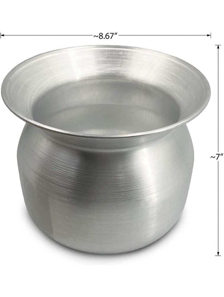 PANWA Sticky Rice Aluminum Cook Pot from Thailand Genuine Replacement Pot for Traditional Steamer Crock Family Size 8.67 Inch Standard Diameter 22 cm - BVE3N4RLV