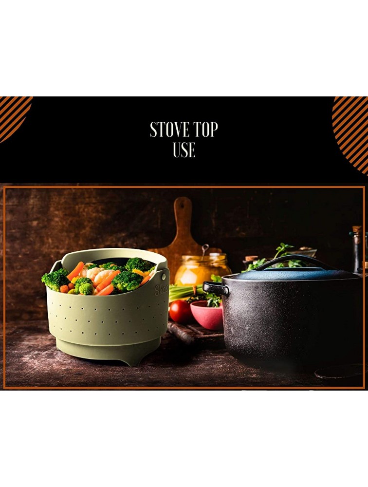 Skoo Silicone Vegetable Steamer Basket for Stove Top 6 Qt Instant Pot Ninja Foodi Other Pressure Cookers Instant Pot Accessories For Steaming Food and Perfect Steamed Veggies Green - BX1ZRIOP4