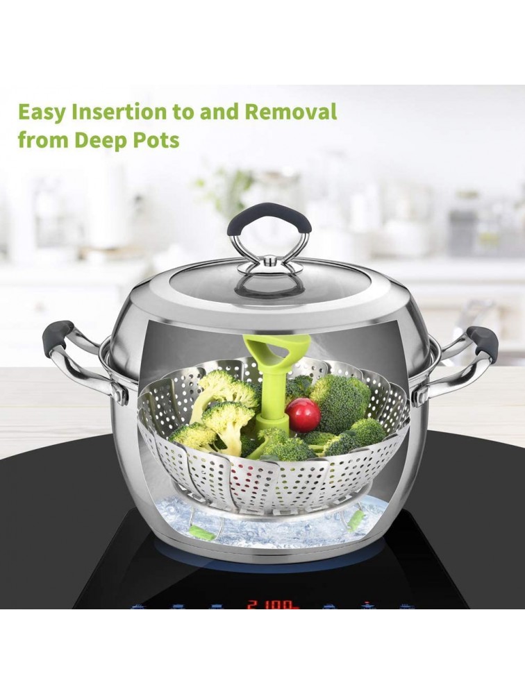 Stainless Steel Vegetable Veggie Steamer Basket For Instant Cooking Pot With Handle And Legs Foldable Food Container For Fish Oyster Crab Seafood Dumpling 5.1 Inch To 9 Inch Dishwasher Safe - BS39N73N9