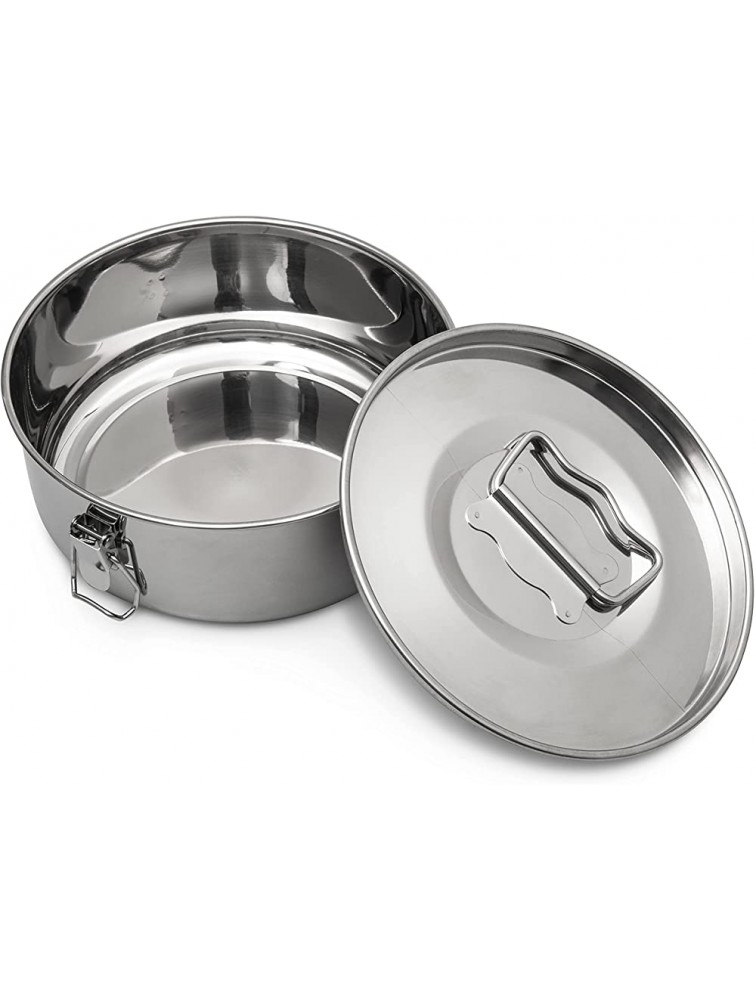 Sulumo Stainless Steel Flan Mold Compatible with 6 qt Instant Pot Pressure Cooker Pot-in Pot Flanera 3 Latches Lock the Lid in Place Complete with Pair of Silicone Pot Holders - B8XS5U7BM