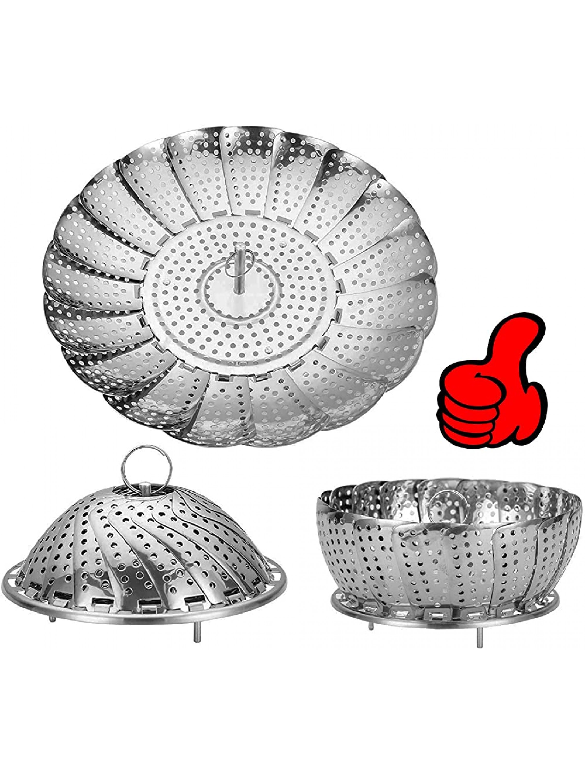 Vegetable Steamer Basket Stainless Steel Folding Steamer Basket Insert for Veggie Fish Seafood Cooking 100% Stainless Steel Steamer Insert expandable to Fit Various Size Pot6 to 10.5 - BDY1IXFUR
