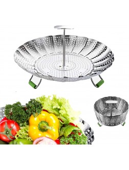 Vegetables Steamer Basket for Cooking Folding Veggie Steamer Insert Steaming Basket Expandable to fit Various Size Pot with Telescoping Removable Handle 5.5" to 9" - BY82HLN3P