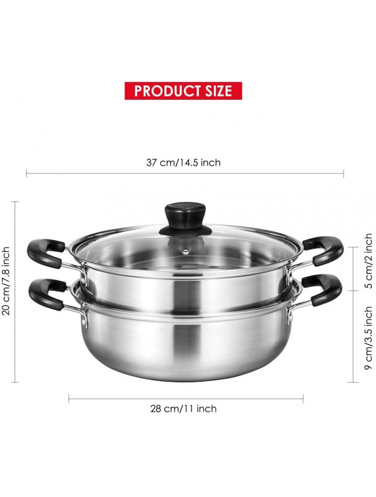 Yamde 2 Piece Stainless Steel Stack and Steam Pot Set and Lid,Steamer Saucepot double boiler - BHDRL810V
