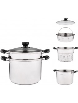 Lake Tian Stainless Steel Pasta Pot W Strainer Insert 4pc 10 Quart Pasta Pots Cooker Pots Steamers Steamers Stock & Pasta Pots Multipots Steamer Set With Basket With Lid Induction Compatible - BN2XU9TVE