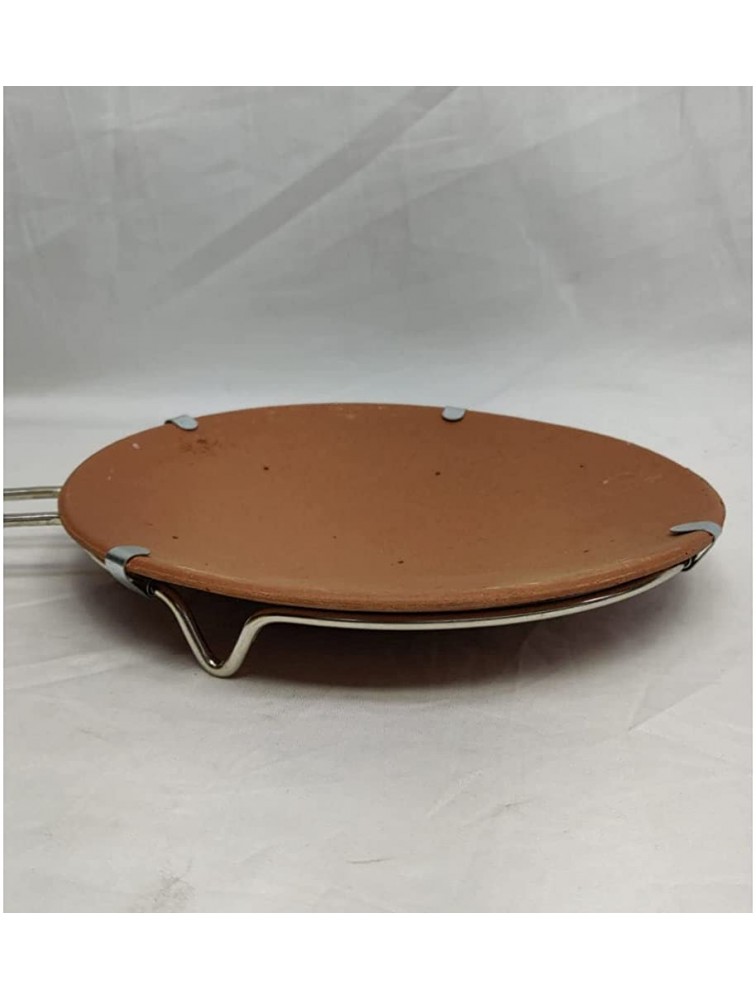 AtoZ India Cart Mitti Terracotta Clay Tawa Earthen Products For Authentic And Traditional Taste Handmade From With Wooden Handle Indian Chapati Pan Unglazed Pan Brown - BVBO8CJY3