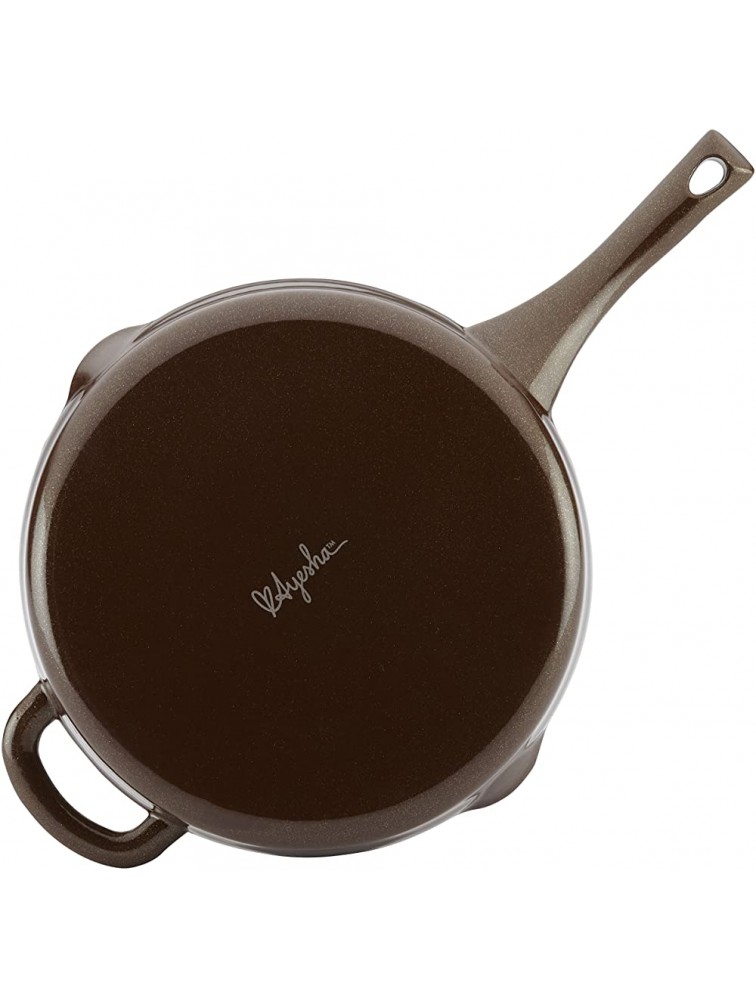 Ayesha Curry Enameled Cast Iron Skillet Fry Pan with Pour Spouts 10 Inch Brown Sugar - BADJ47Q1N