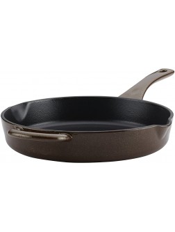 Ayesha Curry Enameled Cast Iron Skillet Fry Pan with Pour Spouts 10 Inch Brown Sugar - BADJ47Q1N