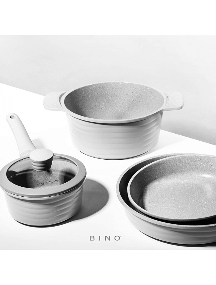 BINO Cookware Nonstick Frying Pan 11 Inch Matte Light Grey | THE WAVE COLLECTION | Premium Quality Nonstick Cast Aluminum Nonstick Pan Egg Pan Omelette Pan | Stay-Cool BAKELITE Handles | Non-Toxic - BNX1GOXET