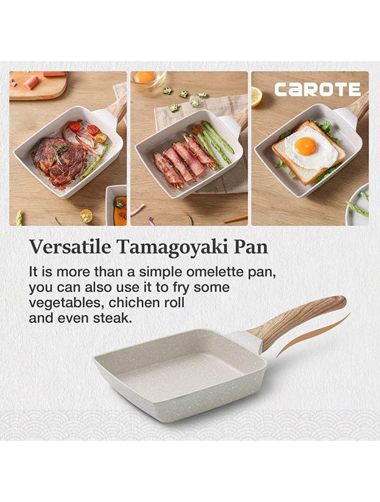 Carote Non Stick Omelette Pan Egg Pan Tamagoyaki Non-stick Frying Pan Healthy Granite Cookware Breakfast Skillet - B6W1MQWTF