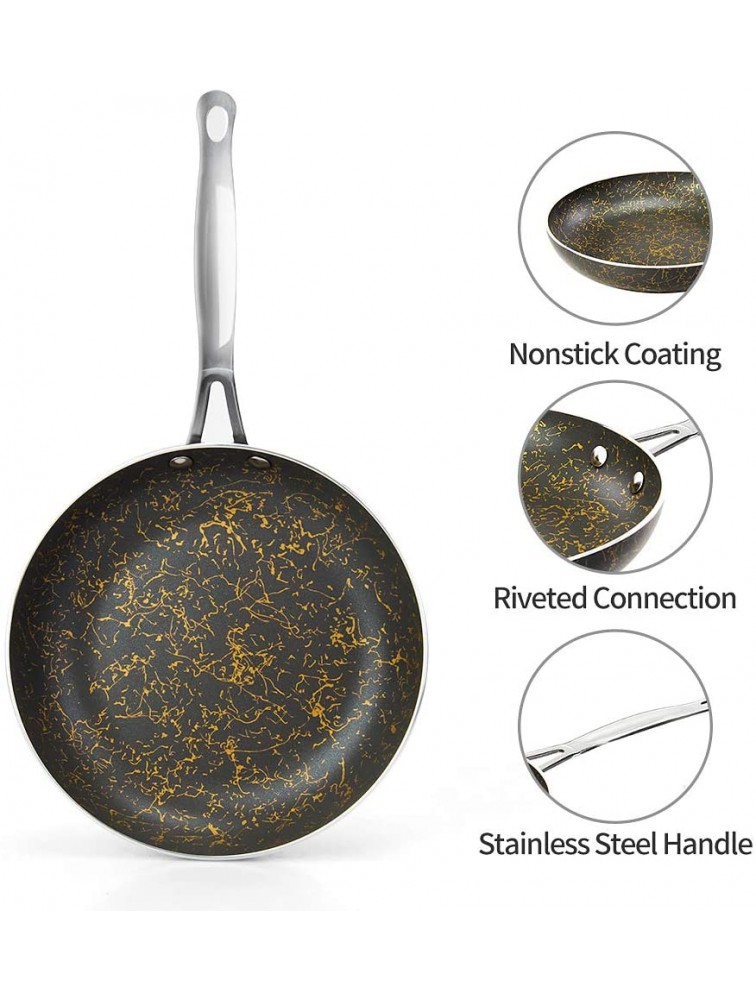 Cyrret 8 Inch Omelet Frying Pan Small Skillet for Cooking Ceramic Nonstick Coating PFOA Free Omelette Pan with Stainless Steel Handle Black - B4K0E95CA
