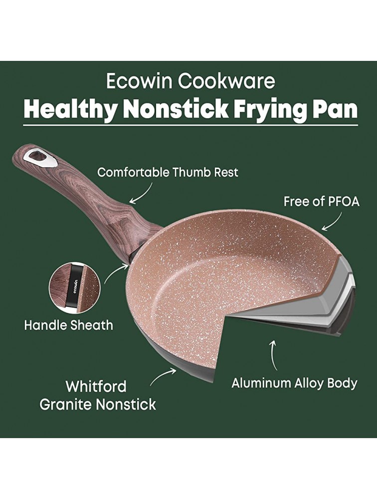 Ecowin 10 inch Frying Pan Nonstick Skillet Pan Omelette Pan Non Stick Granite Coating Stone Skillet PFOA Free Dishwasher Oven Safe Easy to Clean - B5DF1TAP8