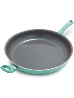 GreenLife Soft Grip Diamond Healthy Ceramic Nonstick 13" Frying Pan Skillet with Helper Handle PFAS-Free Dishwasher Safe Turquoise - BWPO5HO3I