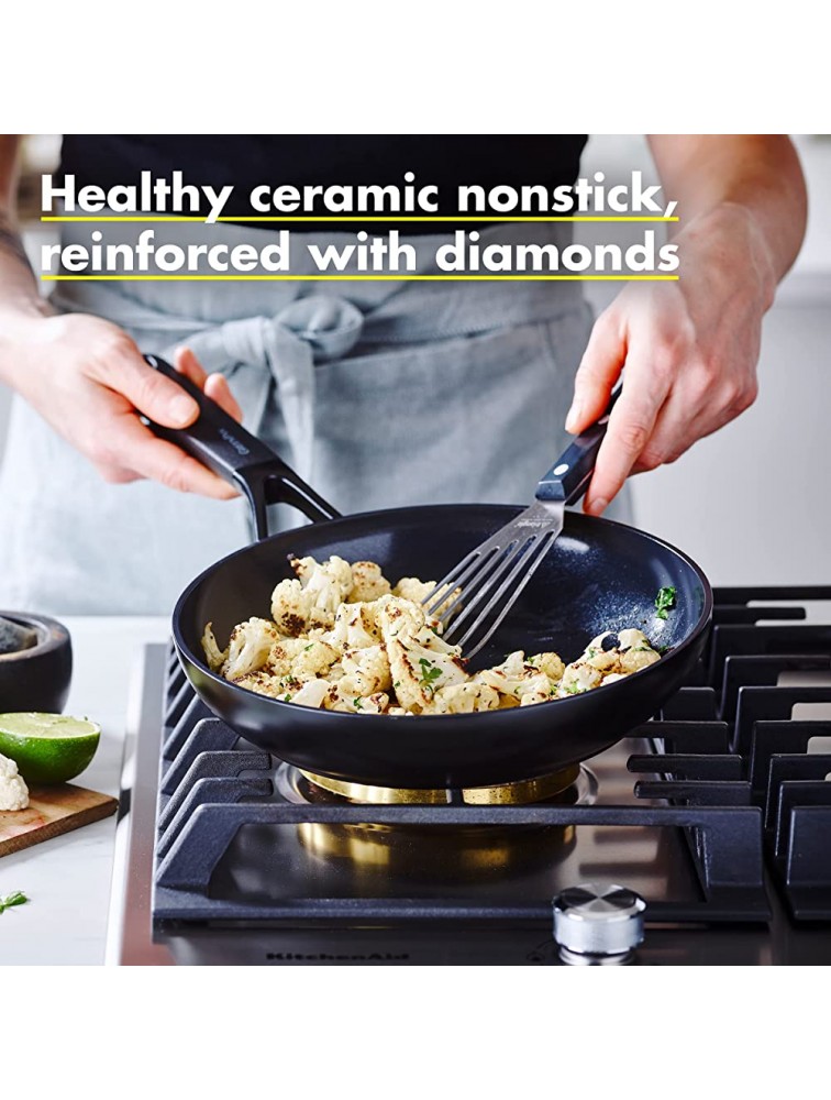 GreenPan SmartShape Healthy Ceramic Nonstick 9.5 Frying Pan Skillet PFAS-Free Dishwasher Safe Black - BWD2UHJ83
