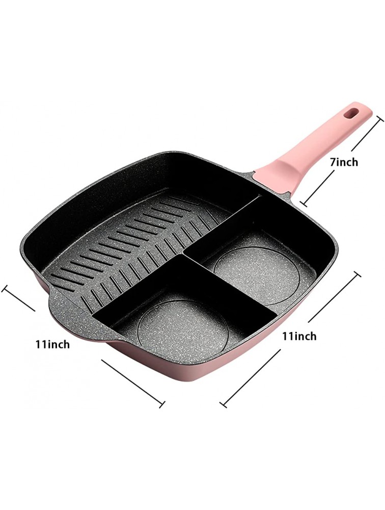 MANO Divided Frying Grill Pan Nonstick Griddle Pan 3 Section Skillet For Gas Stove & Induction Cooker,11 Inch - B4G8GSNFG