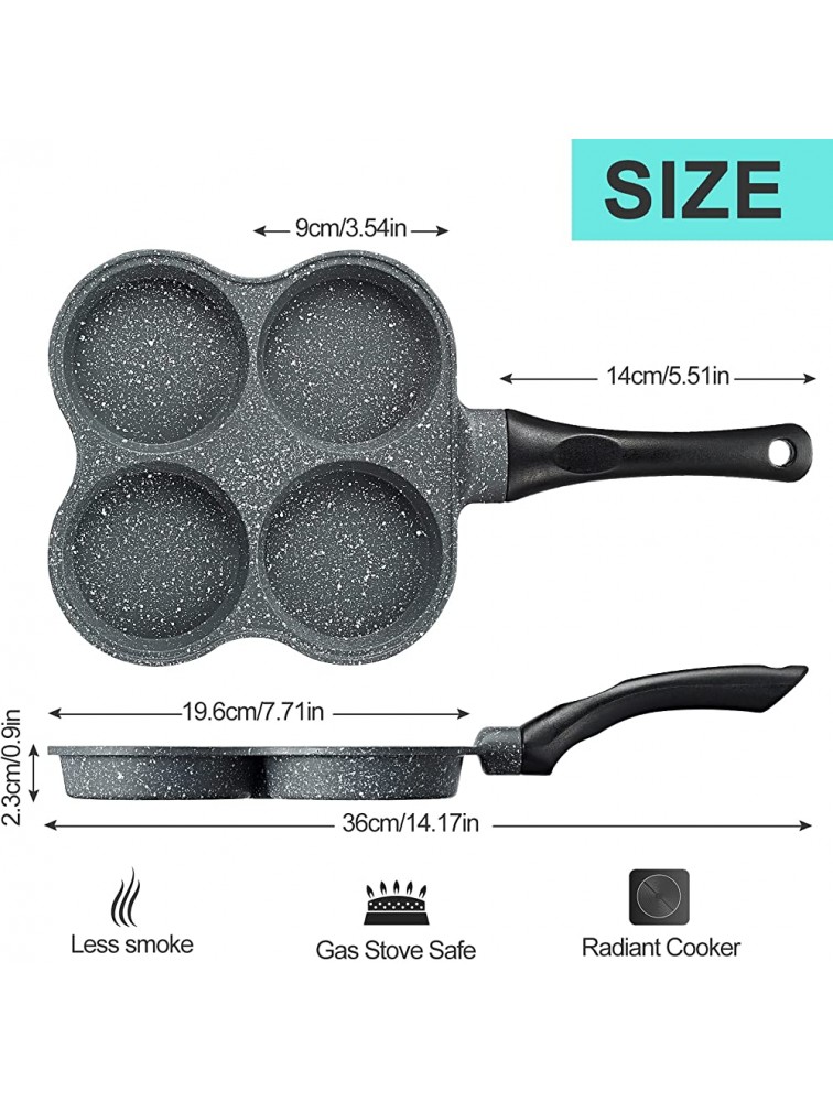 NGORAY Pancake Egg Frying Pan Nonstick Mini 4 Cups Cast Iron Omelet Poached Egg Pan for Breakfast Divided Coating with Non Sticking Handle Suitable Pancakes for All Stoves Top - B7RQIZOL5