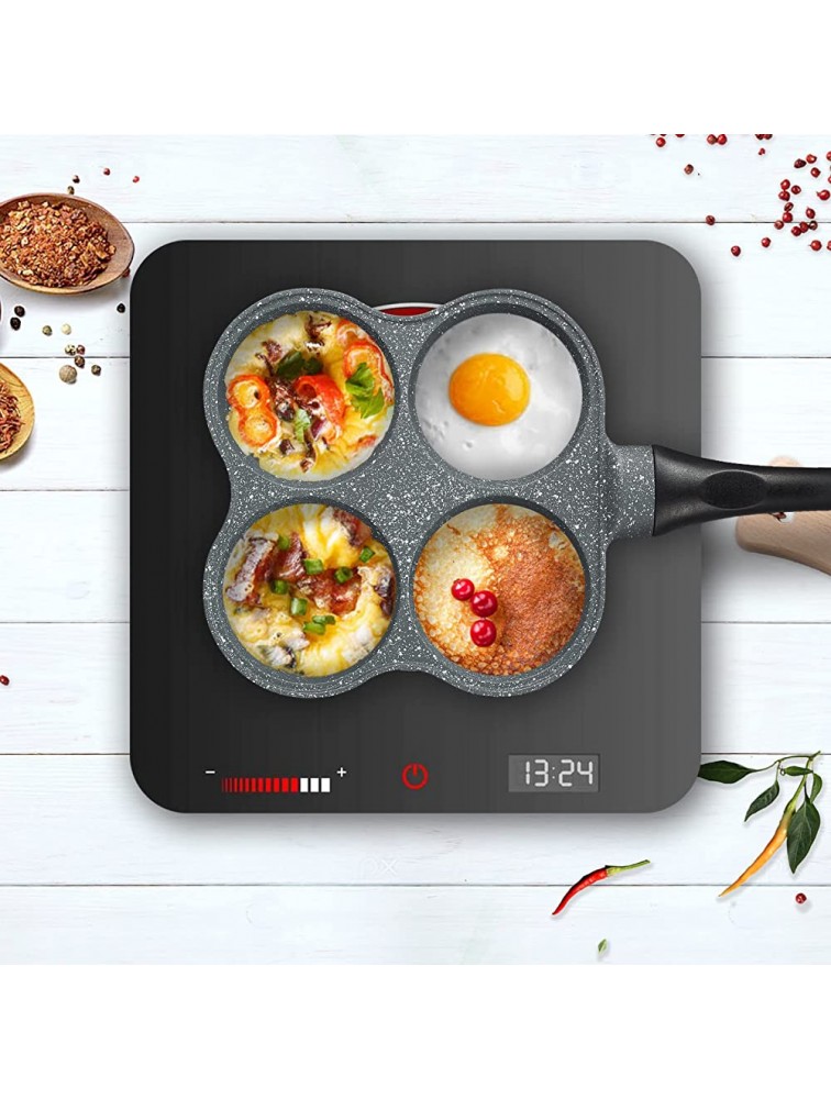 NGORAY Pancake Egg Frying Pan Nonstick Mini 4 Cups Cast Iron Omelet Poached Egg Pan for Breakfast Divided Coating with Non Sticking Handle Suitable Pancakes for All Stoves Top - B7RQIZOL5
