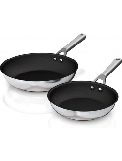 Ninja C62000 Foodi NeverStick Stainless 8-Inch & 10.25-Inch Fry Pan Set Polished Stainless-Steel Exterior Nonstick Durable & Oven Safe to 500°F Silver - BHHWKD1R6
