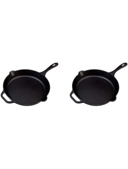 Victoria Black Cast Iron Skillet Large Frying Pan with Helper Handle Seasoned with 100% Kosher Certified Non-GMO Flaxseed Oil 12 Inch Two Pack - B4KOF3GKF