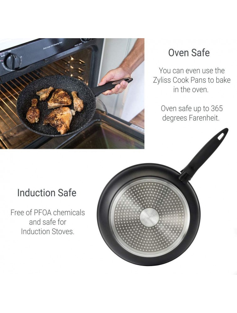 ZYLISS Cookware 8 and 11 Nonstick Fry Pan Set Oven Dishwasher Induction and Metal Utensil Safe Cooking Heavy Duty Forged Aluminum with Sturdy Riveted Handle 2 Piece Set - B8OV7SQZR