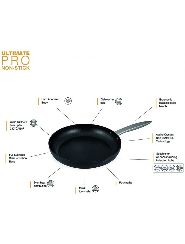 Zyliss Ultimate Pro Nonstick Frying Pan 11 Hard Anodized Cookware with Pour Spout - B1E7XJJRG