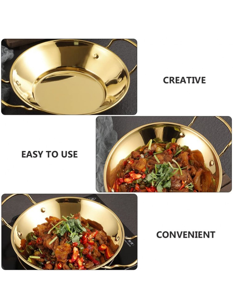 Cabilock Paella Pan Stainless Steel Paella Pot Kitchen Paella Skillet Nonstick Pan with Two Handles Kitchen Cookware Golden - BD2MHQWHM