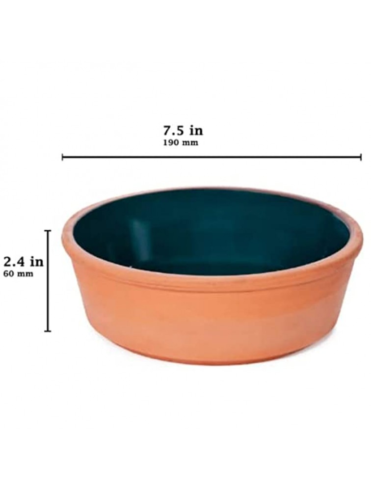 Handmade Clay Pan for Oven Cooking Glazed Terracotta Cookware Traditional Earthenware Mud Mexican Kitchenware Paella Pan Jade 7.5 in EU50-3574 - B47Y1I7WC
