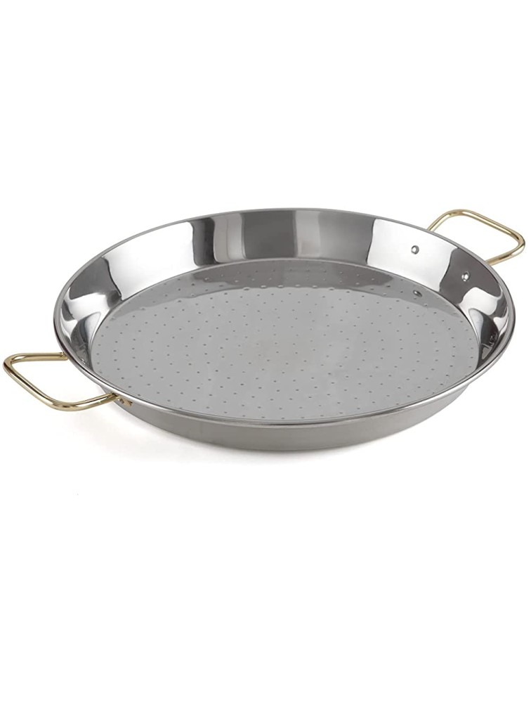 Made By Garcima For Gourmanity 16inch Stainless Steel Paella pan 40cm Paella Pan Large From Spain Paella Pan Stainless Steel with Gold Plated Handles Imported Spanish Paella Dish - BCEKY9E44