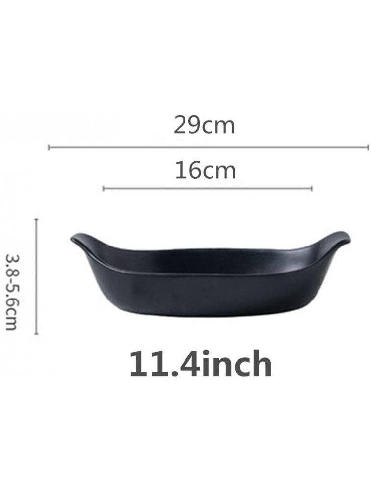 Multi Baker Dish Creative Doube Ear Handle Fish Dish Large Ceramic Glaze Bakeware Durable Porcelain Baking Dish Multifunction For Cooking Kitchen Baking Pan Color : Black Size : 11.4 inch - B7G9IGWZ9