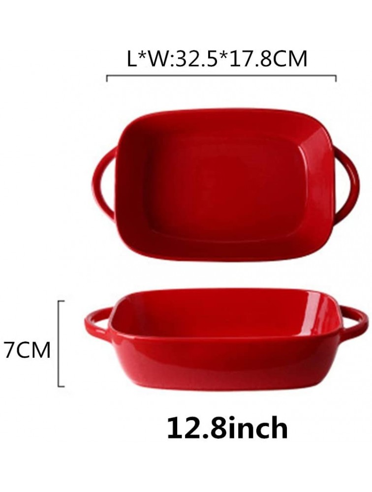 Multi Baker Dish Double Ear Handle Ceramic Glaze Baking Dish Durable Porcelain Bakeware Rectangular For Cooking Kitchen Baking Pan Color : Red Size : L - B92LXH0NC