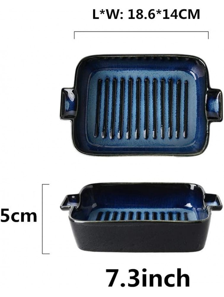 Multi Baker Dish Japanese Style Ceramic Glaze Baking Dish Durable Porcelain Bakeware Rectangular With Handle For Cooking Kitchen Baking Pan Color : Blue Size : Free size - BMRL91A5G