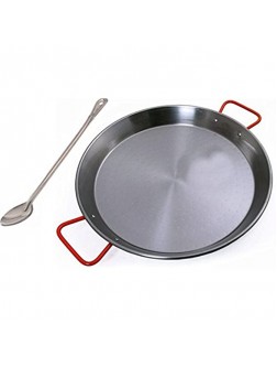 Paella Pan by Garcima 22". 16 Servings Includes 21" Serving Spoon - BZF0X9T24