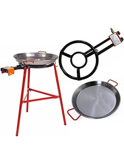 Paella Pan + Paella Burner and Stand Set Complete Paella Kit for up to 16 Servings - BYJWJPZPP