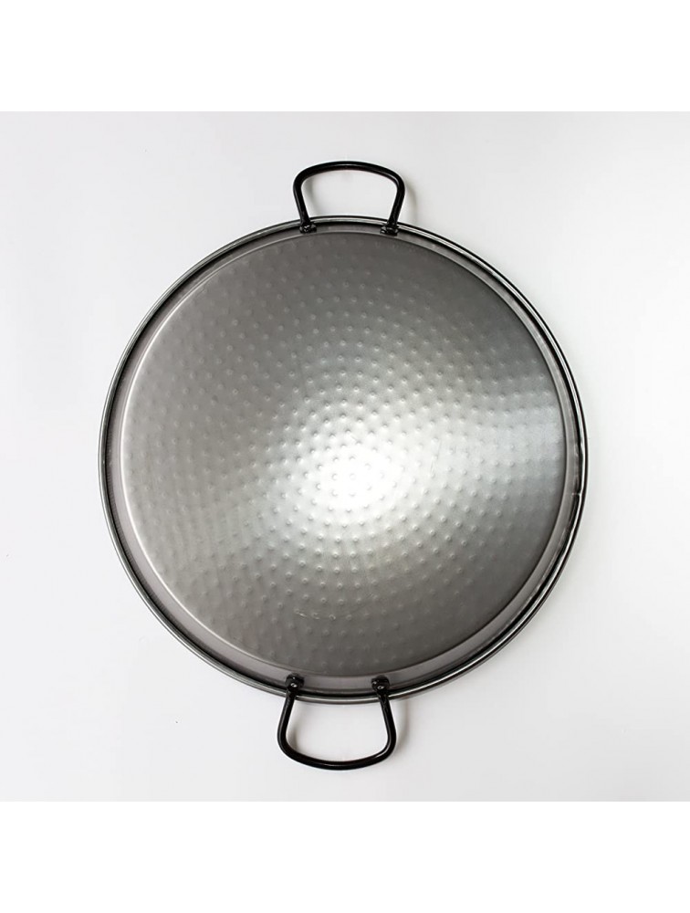 Paella Pan Polished Steel + Paella Gas Burner and Stand Set Complete Paella Kit for up to 13 Servings - BIA2YJ0Q6