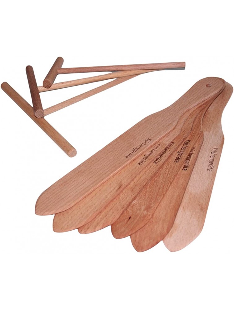 Artul Crepe Spreader and Spatula 4 Set-12 in Crepe Spatula 3.5,5,7 in Spreaders Kit-Creperie Pancake Maker-all Sizes To Fit For Crepe Pans-Crepes Maker Made Of 100percent Natural Beech Wood - BGCV4S6JO