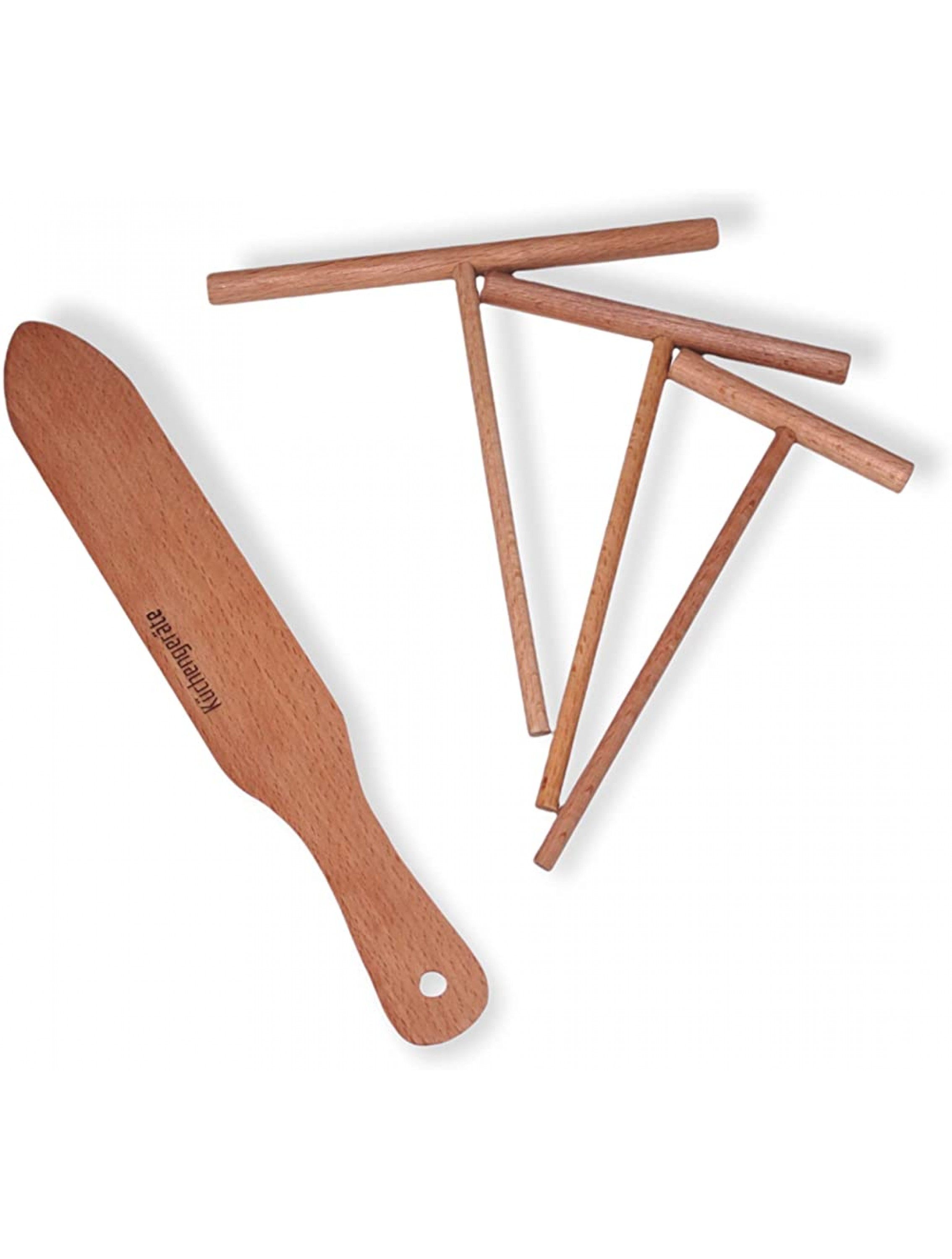 Artul Crepe Spreader and Spatula 4 Set-12 in Crepe Spatula 3.5,5,7 in Spreaders Kit-Creperie Pancake Maker-all Sizes To Fit For Crepe Pans-Crepes Maker Made Of 100percent Natural Beech Wood - BGCV4S6JO