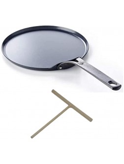 BK Cookware Black Steel 10-Inch Crepe Pan with Pancake Rake Bundle 2 Items - BS7IQ7O8B
